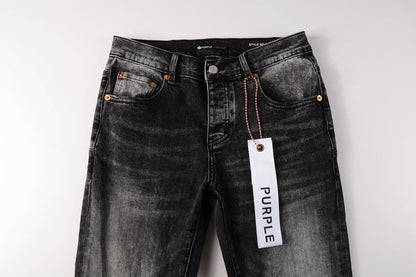 PURPLE Men Streetwear Skinny Jeans Dark Gray Wash with Minimalist Style 9019