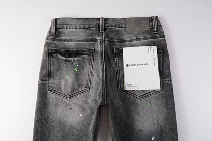 PURPLE New High Quality Mens Jeans Designer Jeans Fashion Distressed Ripped Denim Cargo For Men High Street Fashion 9031