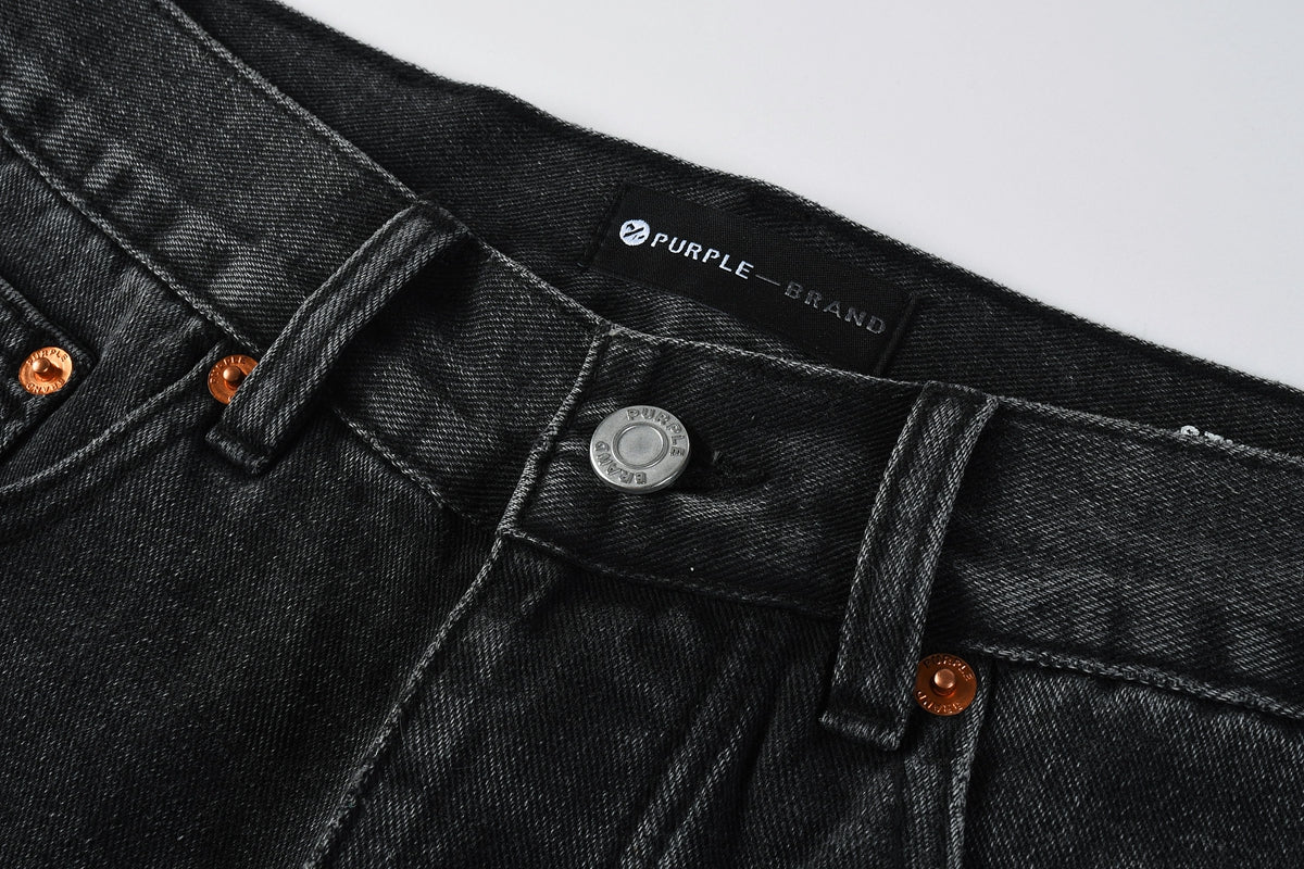 PURPLE Men Streetwear Wide-Leg Jeans Black Gray Wash with 3D Pinched Pleats 9115