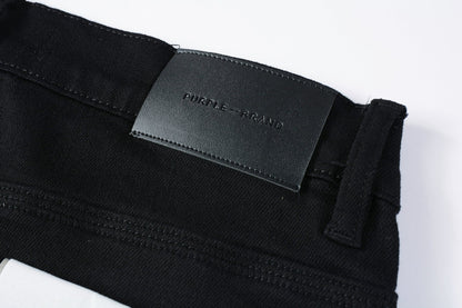 PURPLE Men Streetwear Skinny Jeans Black Wash with Clean Minimalist Style 9023