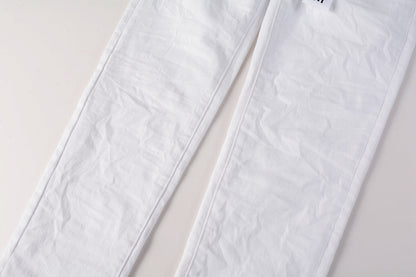 PURPLE Men Streetwear Skinny Jeans White Wash with Minimalist Textured Finish 9024