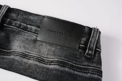 PURPLE Men Streetwear Skinny Jeans Dark Gray Wash with Minimalist Style 9019