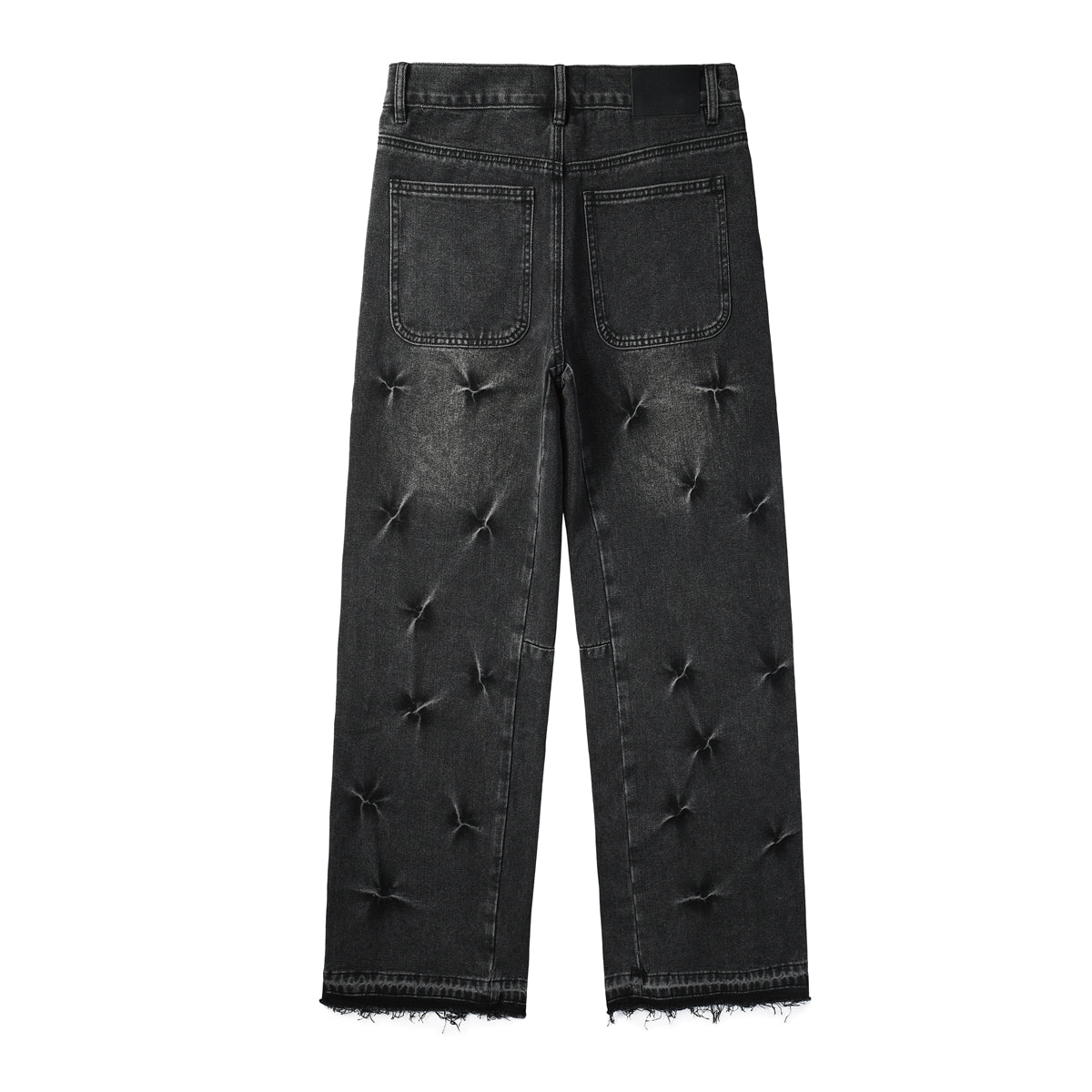 PURPLE Men Streetwear Wide-Leg Jeans Black Gray Wash with 3D Pinched Pleats 9115