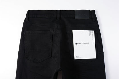 PURPLE Men Streetwear Skinny Jeans Black Wash with Clean Minimalist Style 9023