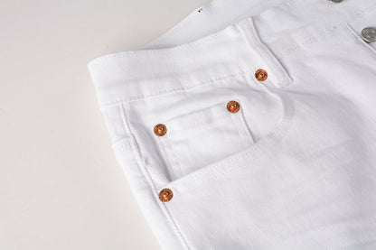 PURPLE Men Streetwear Skinny Jeans White Wash with Minimalist Textured Finish 9024