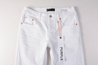 PURPLE Men Streetwear Skinny Jeans White Wash with Minimalist Textured Finish 9024