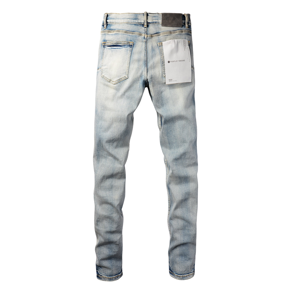 PURPLE Men Streetwear Skinny Jeans Light Blue Wash with Heavy Distressed Rips 9058