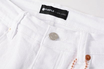PURPLE Men Streetwear Skinny Jeans White Wash with Black Paint Splatter and Distressed Rip 9021