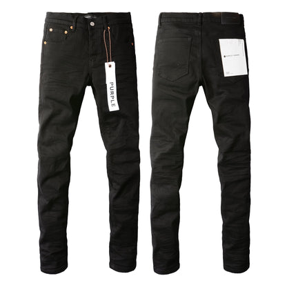 PURPLE Men Streetwear Skinny Jeans Black Wash with Clean Minimalist Style 9023